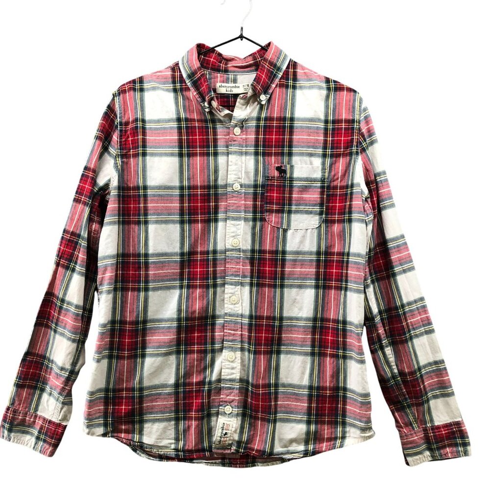 Abercrombie Boys 15/16‎ Long Sleeve Button Down Shirt Scotch Plaid Holiday